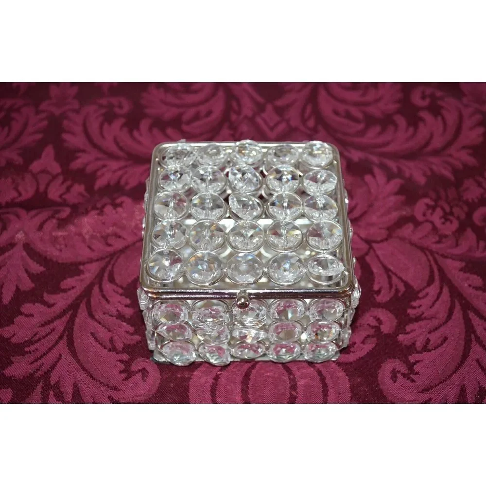 Clear Prism Rhinestone‎ Jewelry Box with Mirror Bottom 3.5
